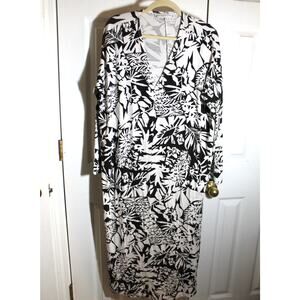 Bryn Walker Black & White Long Sleeve Maxi Dress sz M